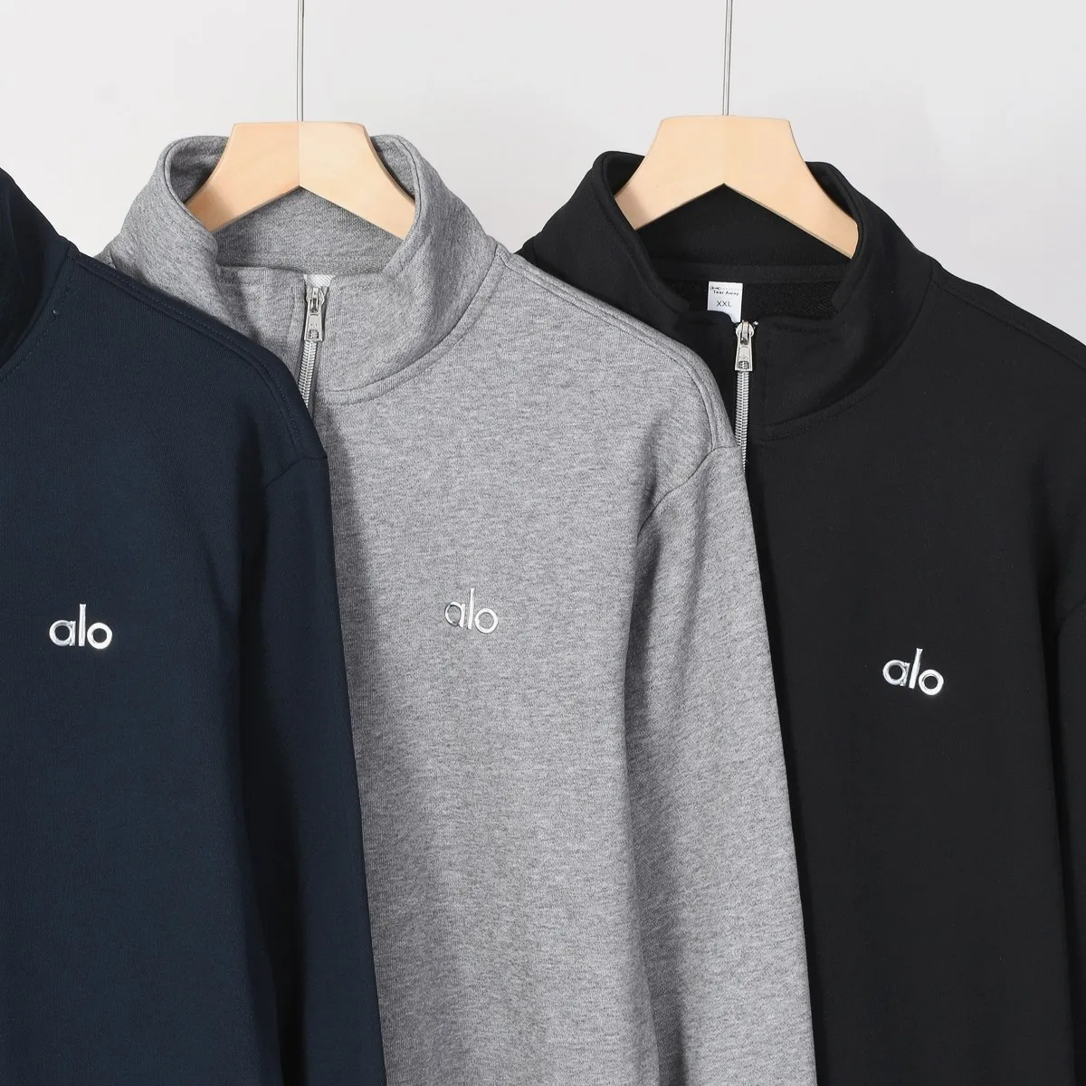 P210 606#alo half-pull stand-up collar sweatshirt Color: Black Gray Royal Blue Size: M-XXL Fabric: 350g cotton terry